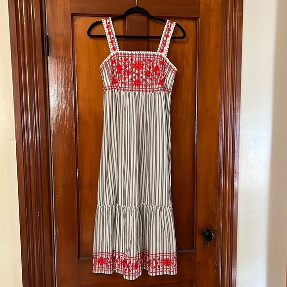 Kate Spade Broome Street Stripe Embroidered Maxi Dress - Picture 2 of 6